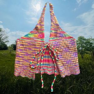 medium multicolor crochet halter top